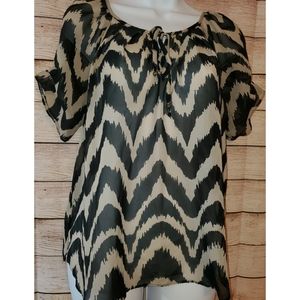 By&By Beige & Black Blouse